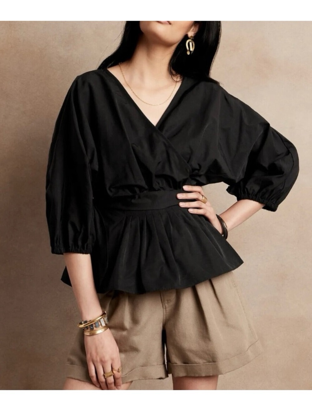 Banana Republic | faille puff sleeve wrap top